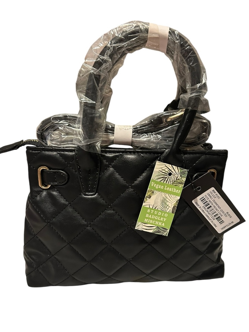 NWT Badgley Mischka Black Quilted Bag - Picture 3 of 4